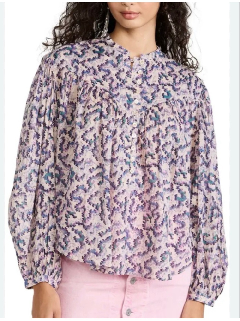 Isabel Marant Étoile Purple White Floral Blouse Size 40, oversized fit. Prairie